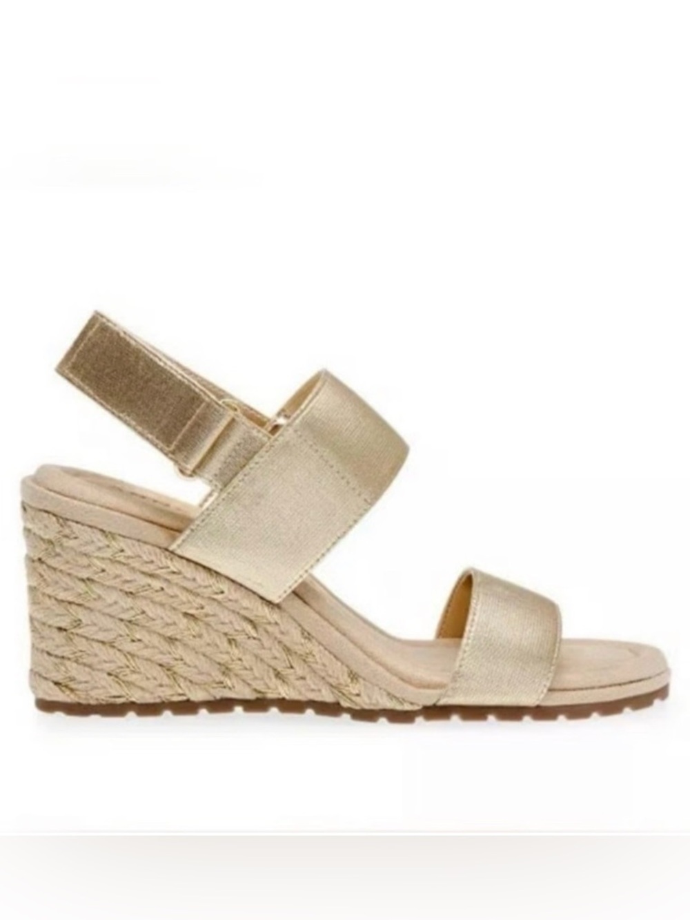 Anne Klein Gold Zoey‎ Espadrille Wedge Sandals Size 11 Metallic Resort Glam